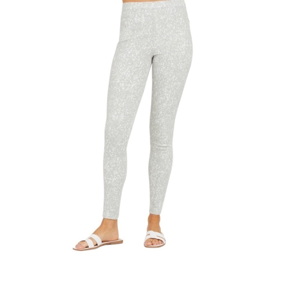 SPANX Jeanish Speckled Legging Pants Size L Pull On Tummy Control Pockets NWT